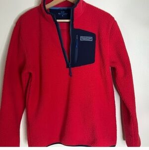 Vineyard Vines Preppy Boys Red Quarter Zip Pullover Jacket Size XL 18